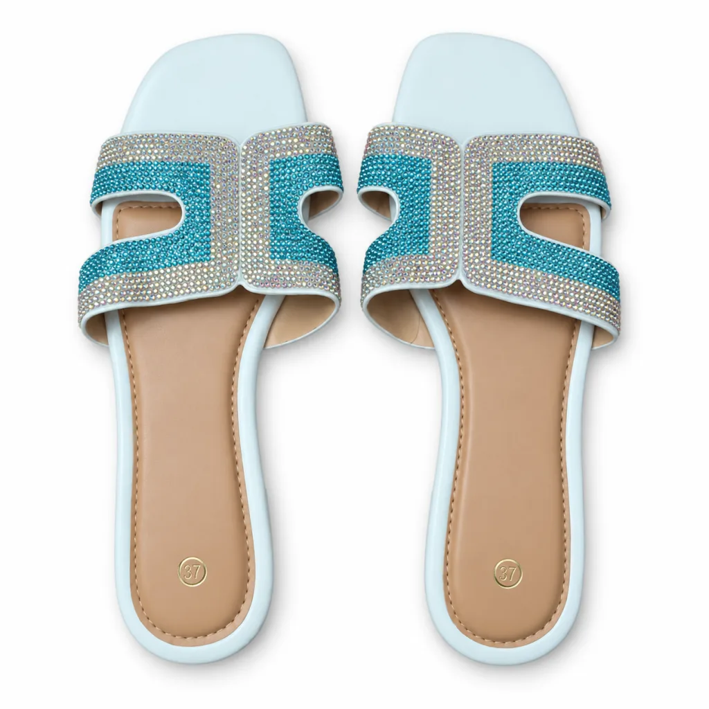 Geometric Cutout Rhinestone Slides