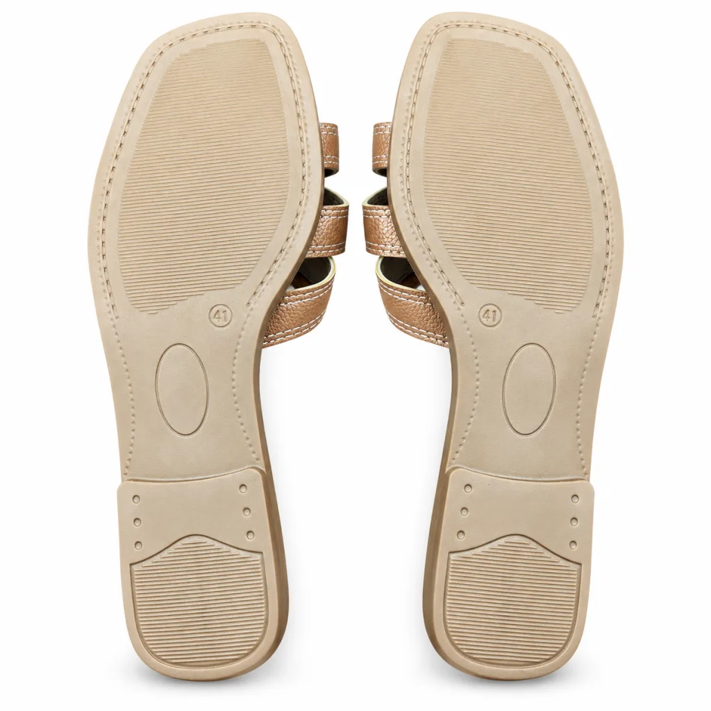 Layered Cross-Strap Square-Toe Slides