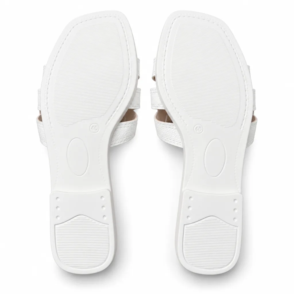 Layered Cross-Strap Square-Toe Slides