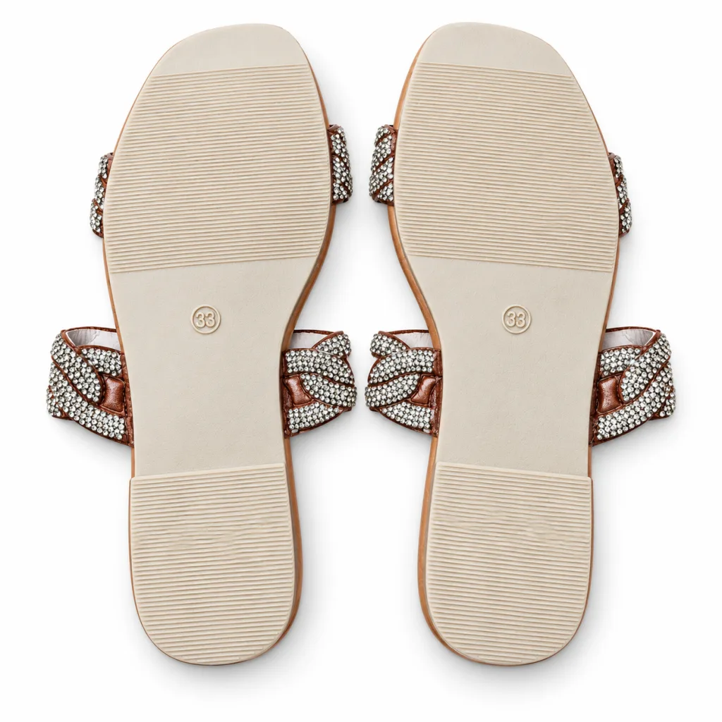 Rhinestone Chain-Link Double-Strap Slides