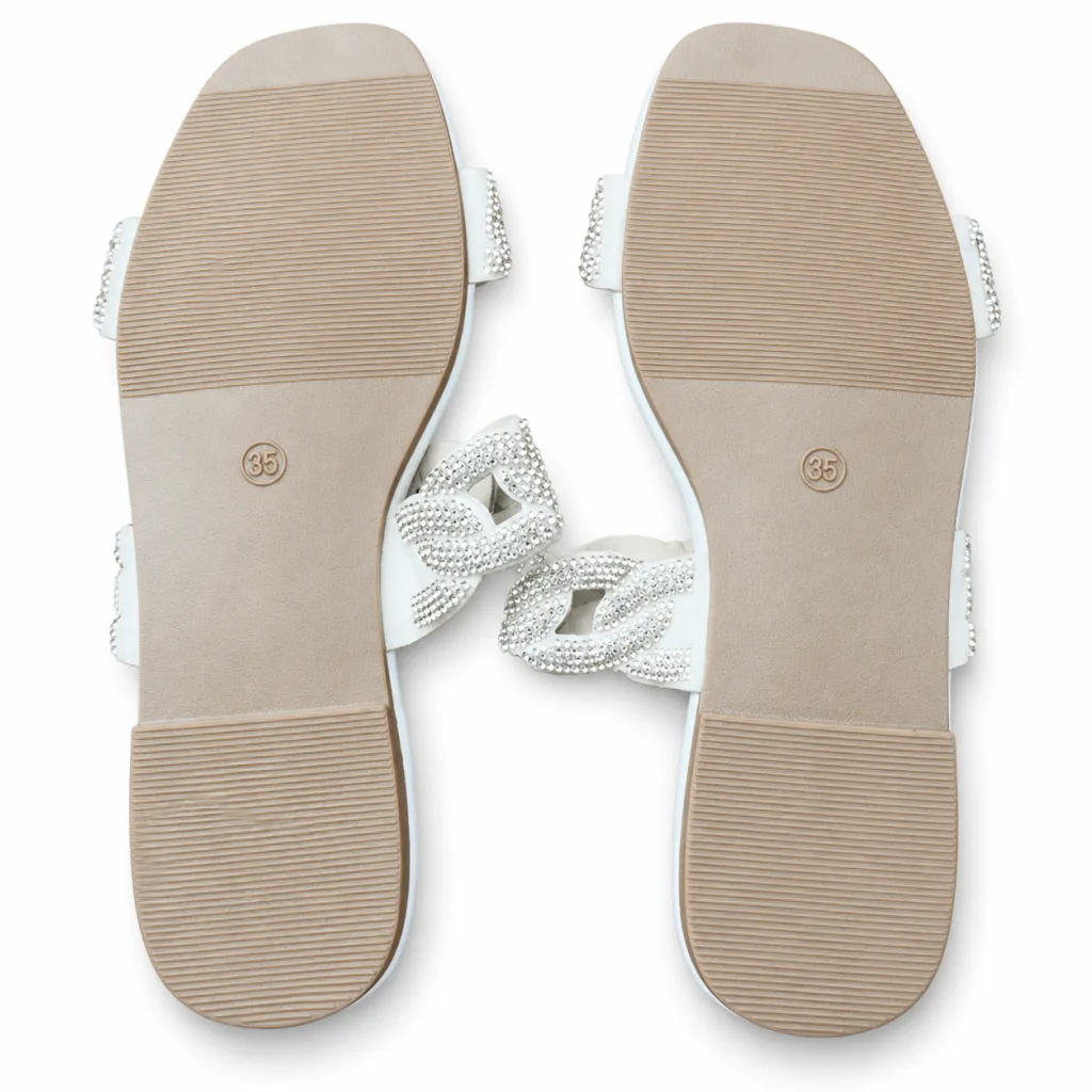 Rhinestone Chain-Link Double-Strap Slides