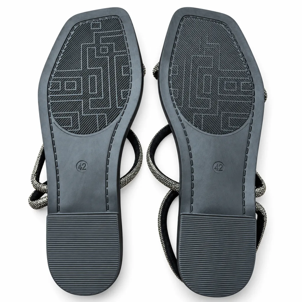 Slim-Strap Embellished Flat Sandals