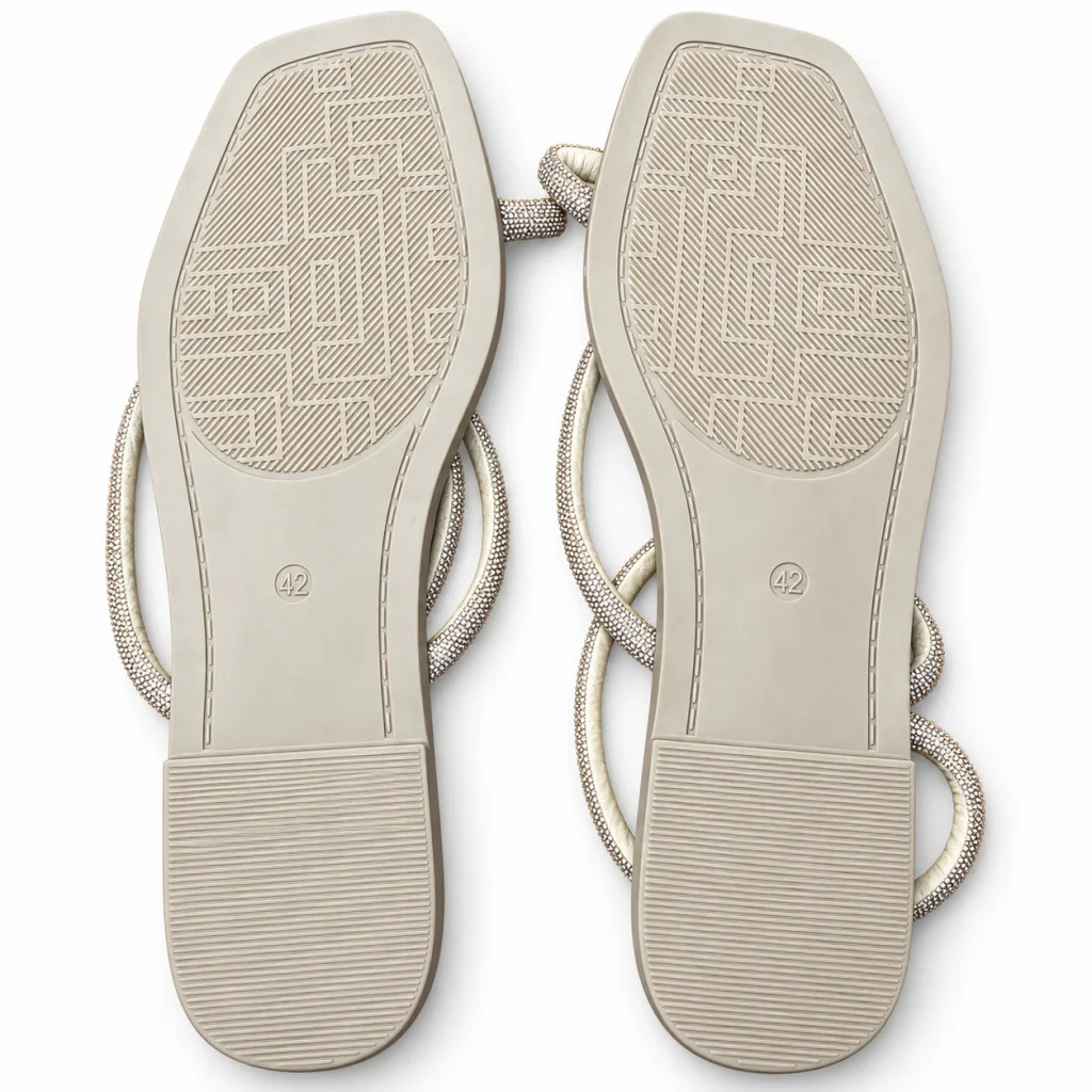 Slim-Strap Embellished Flat Sandals
