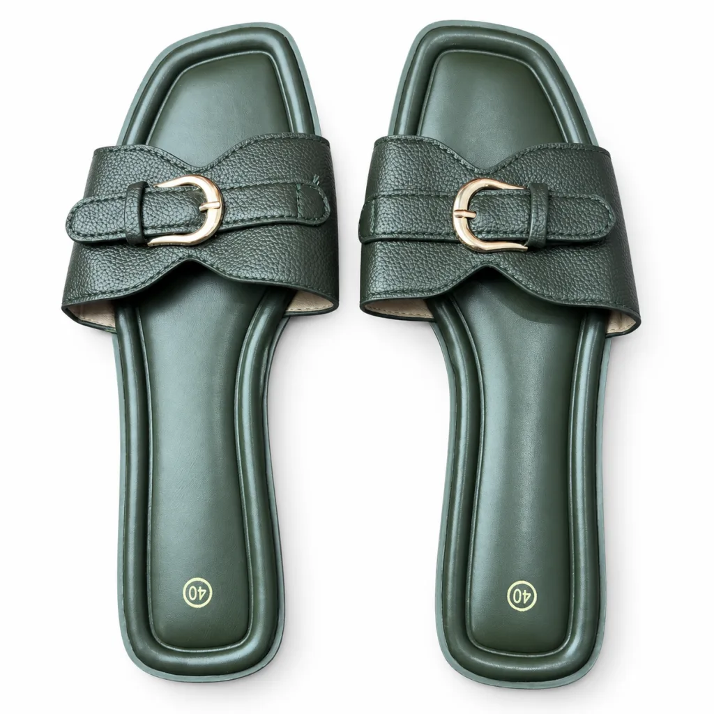 Double-Band Buckle Flat Slides