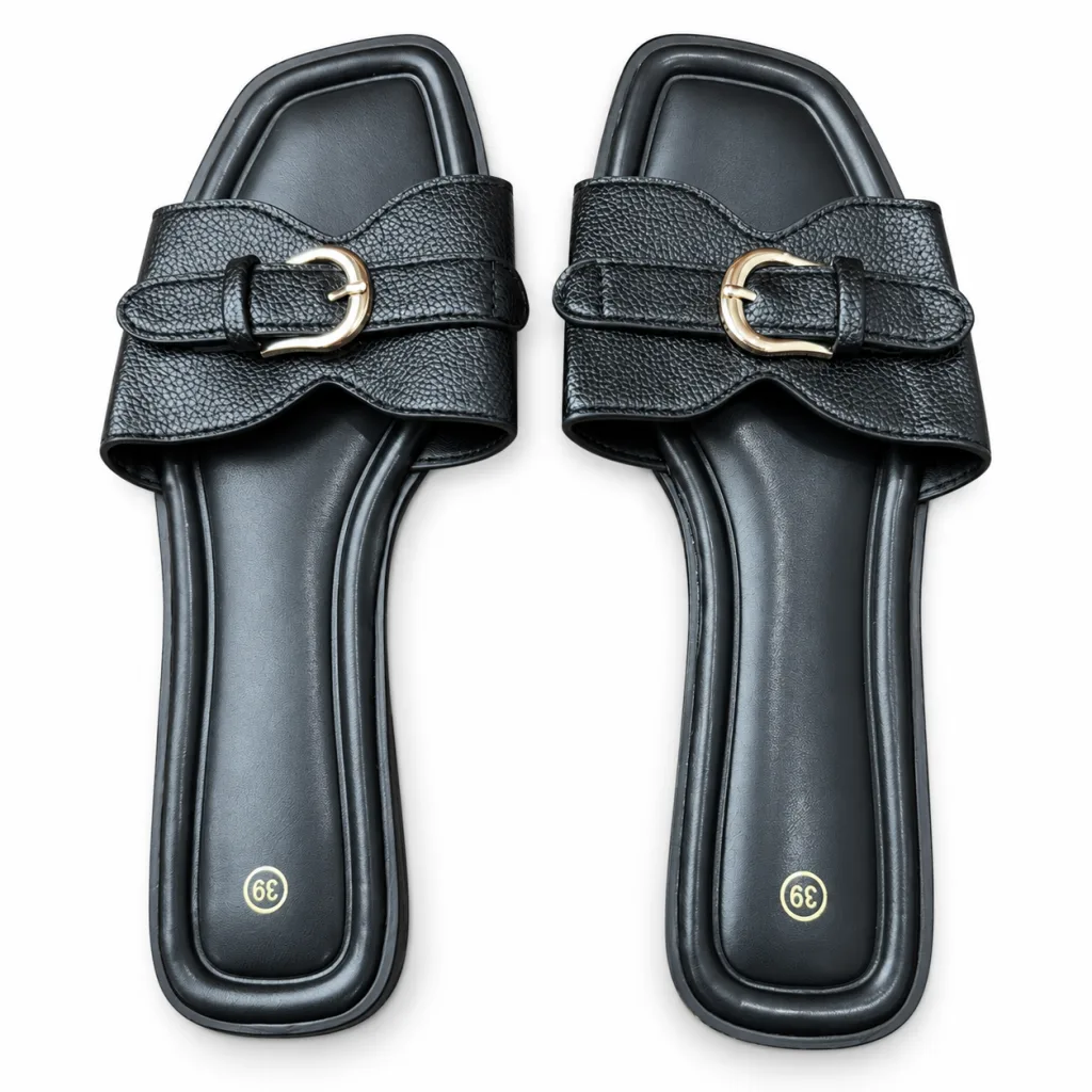 Double-Band Buckle Flat Slides
