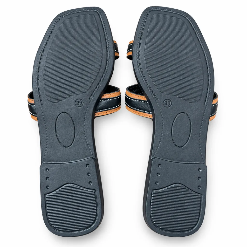 Looped Cross-Strap Flat Slide Sandals