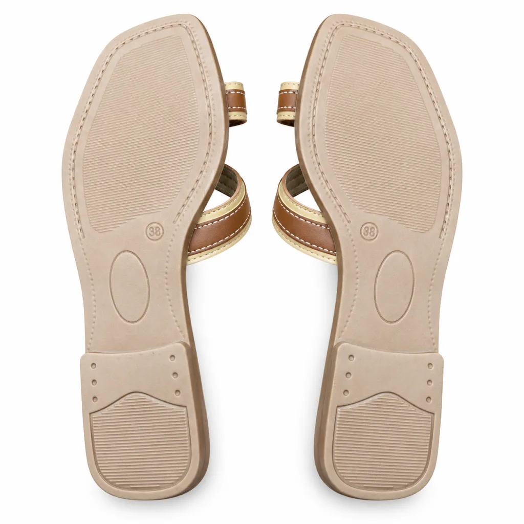 Looped Cross-Strap Flat Slide Sandals