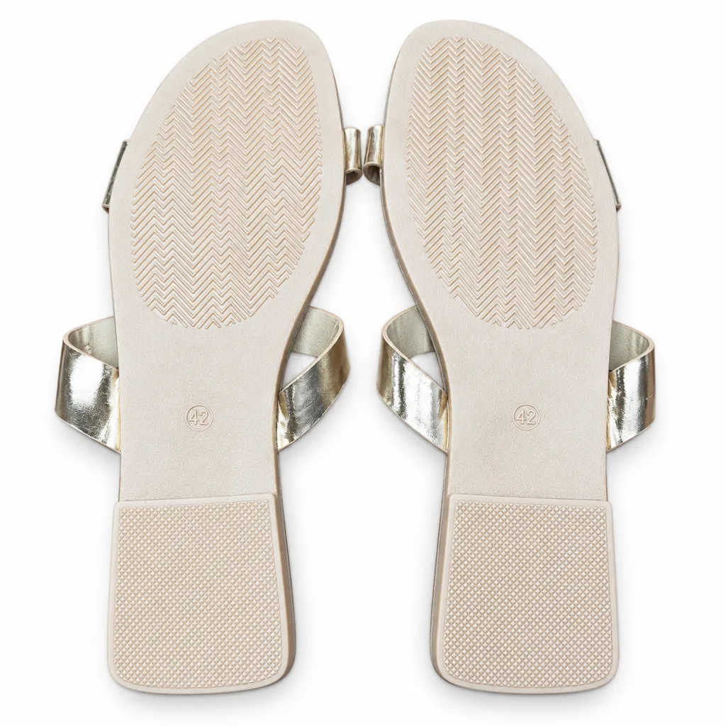 Metallic Double-Buckle Flat Slides