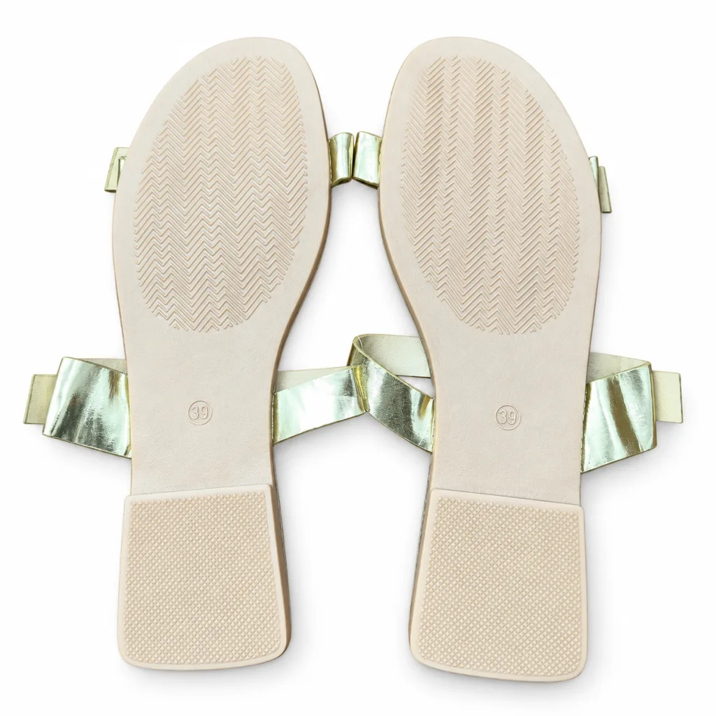 Metallic Double-Buckle Flat Slides
