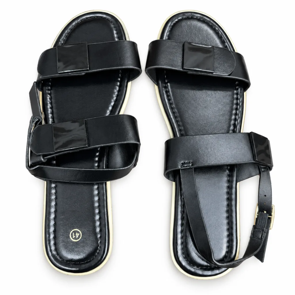 Double-Band Buckle Ankle-Strap Sandals