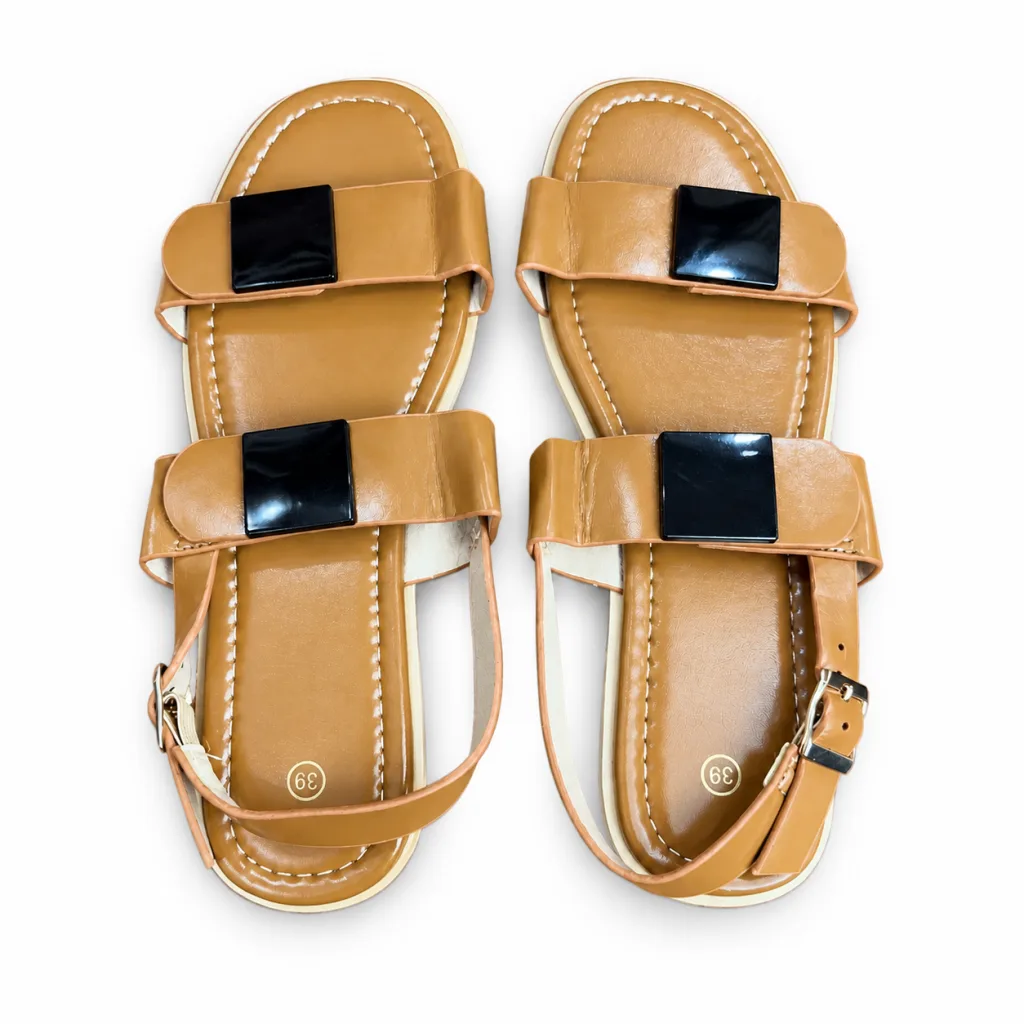 Double-Band Buckle Ankle-Strap Sandals