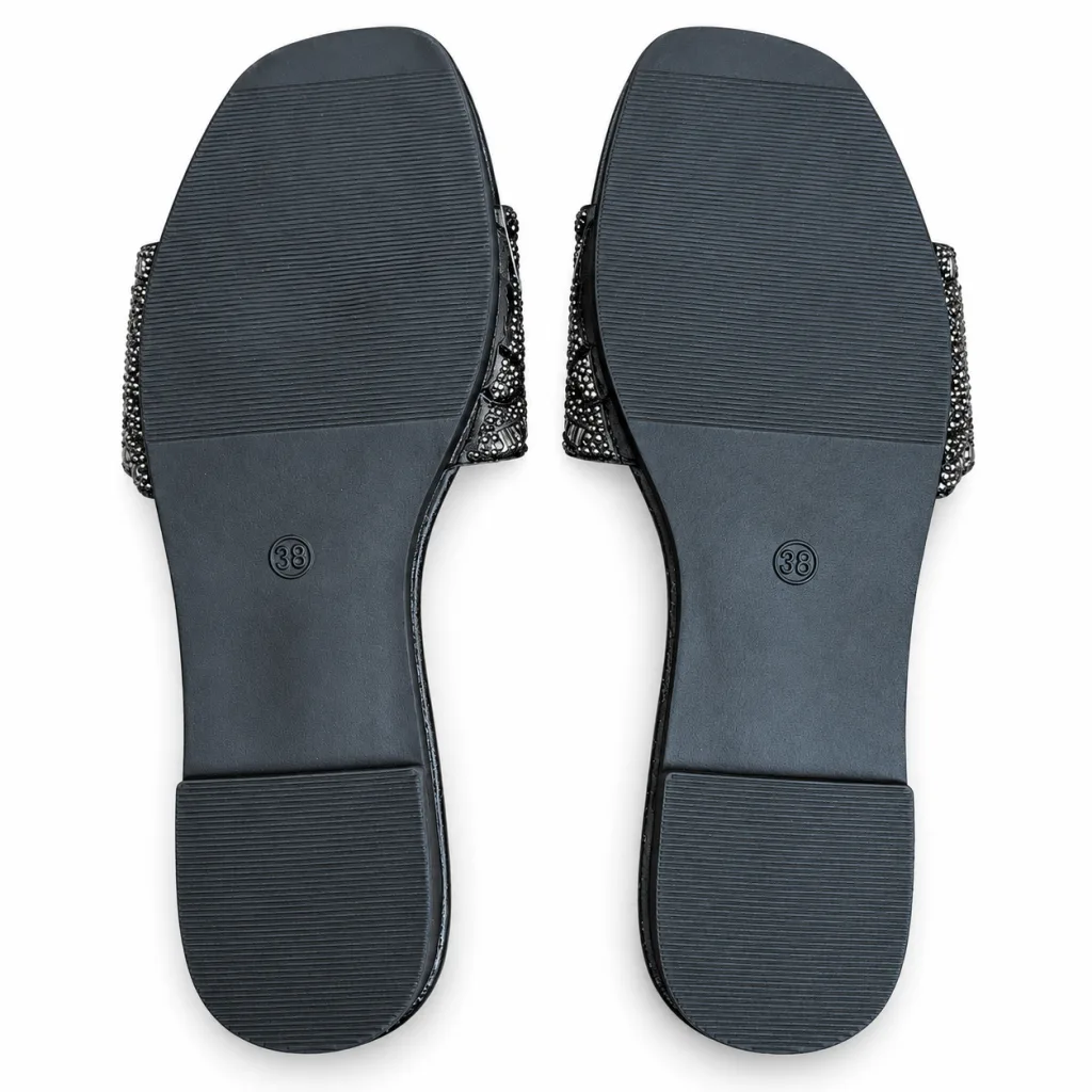 Scroll-Pattern Rhinestone Flat Slides