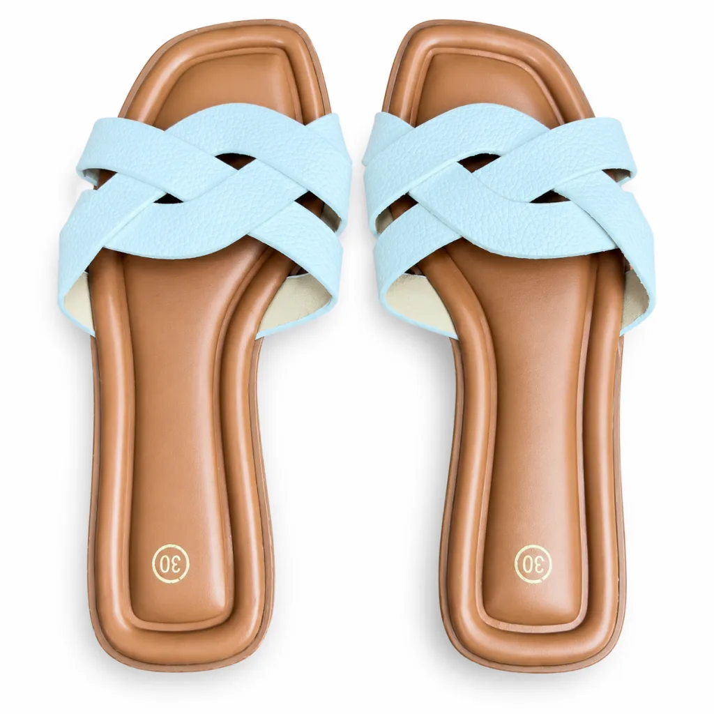Woven Cross-Strap Flat Slide Sandals