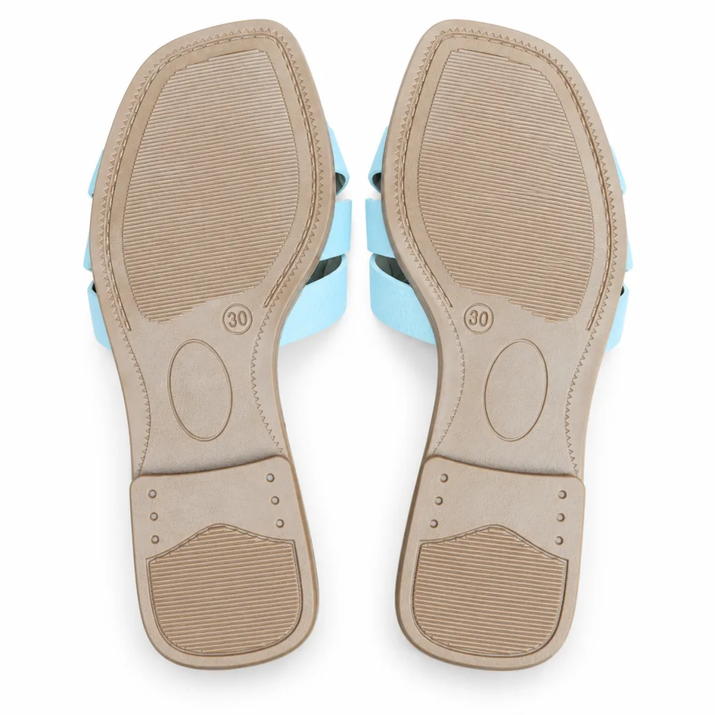 Woven Cross-Strap Flat Slide Sandals