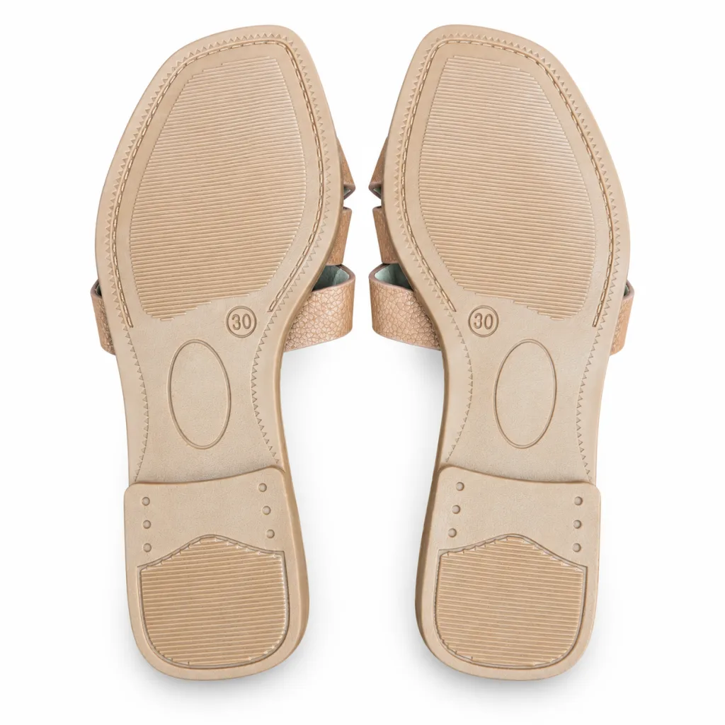 Woven Cross-Strap Flat Slide Sandals