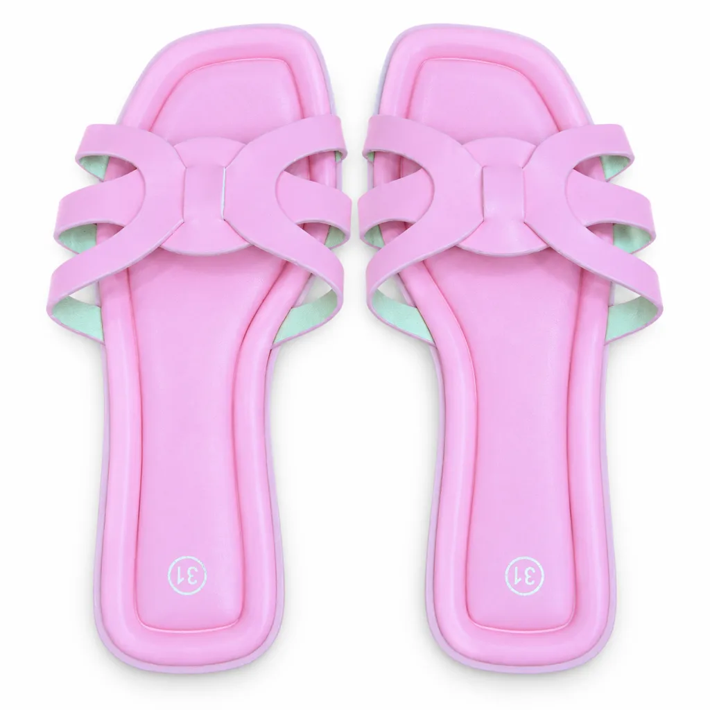 Looped Strap Flat Slide Sandals