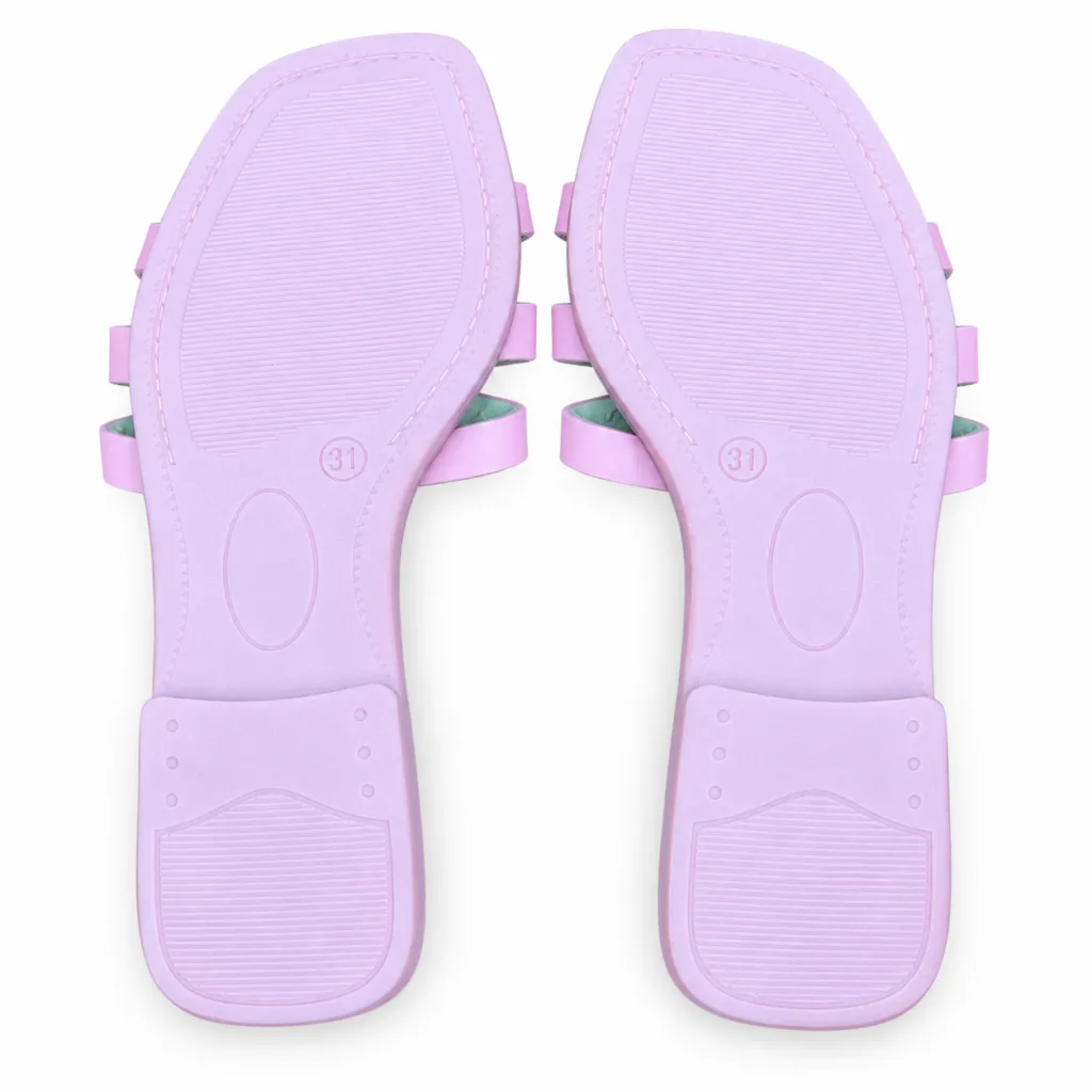 Looped Strap Flat Slide Sandals