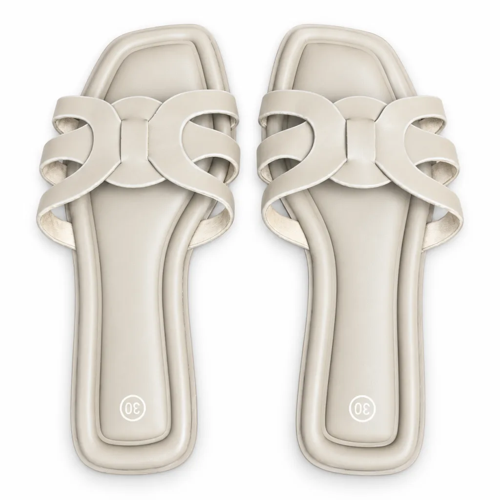 Looped Strap Flat Slide Sandals