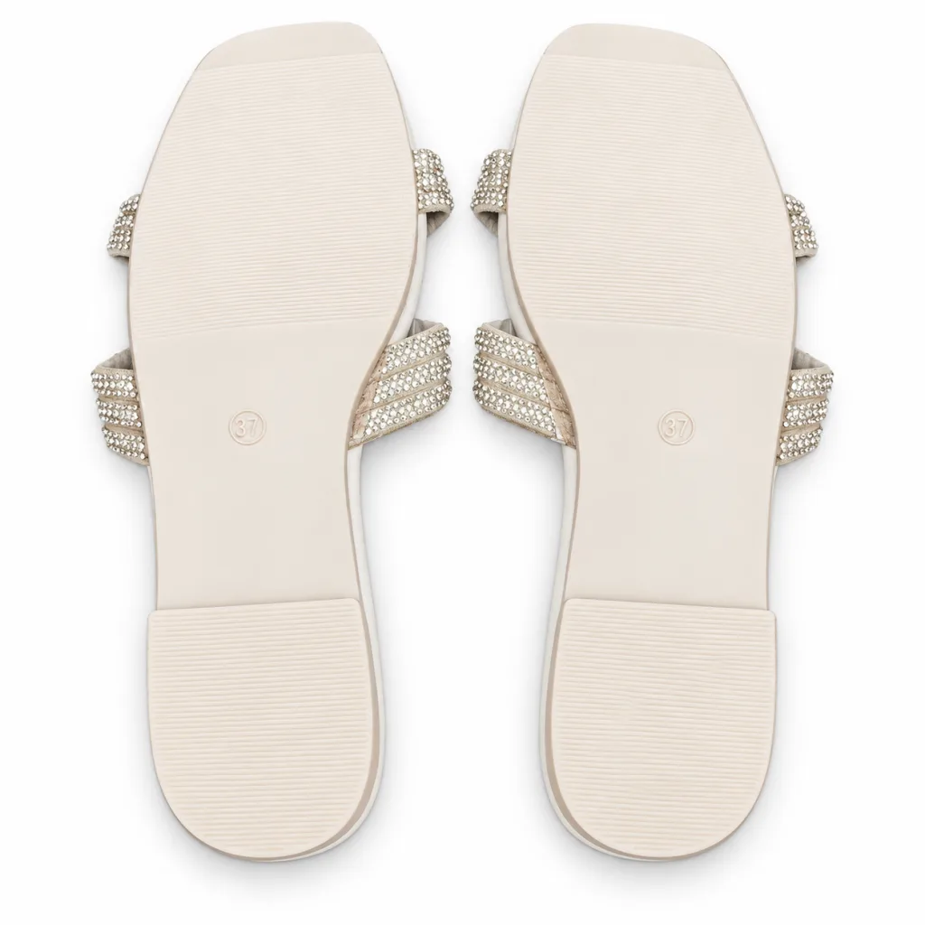 Oval Rhinestone Double-Strap Slides