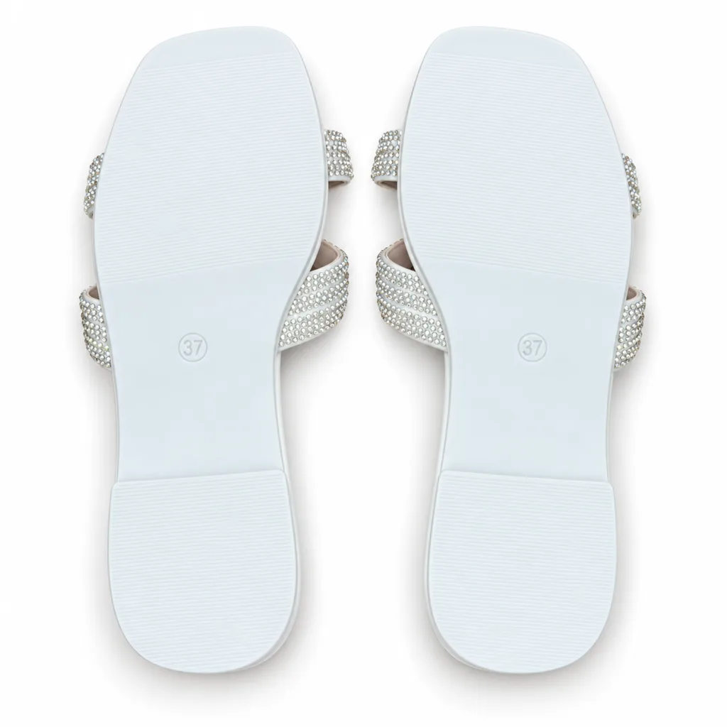 Oval Rhinestone Double-Strap Slides