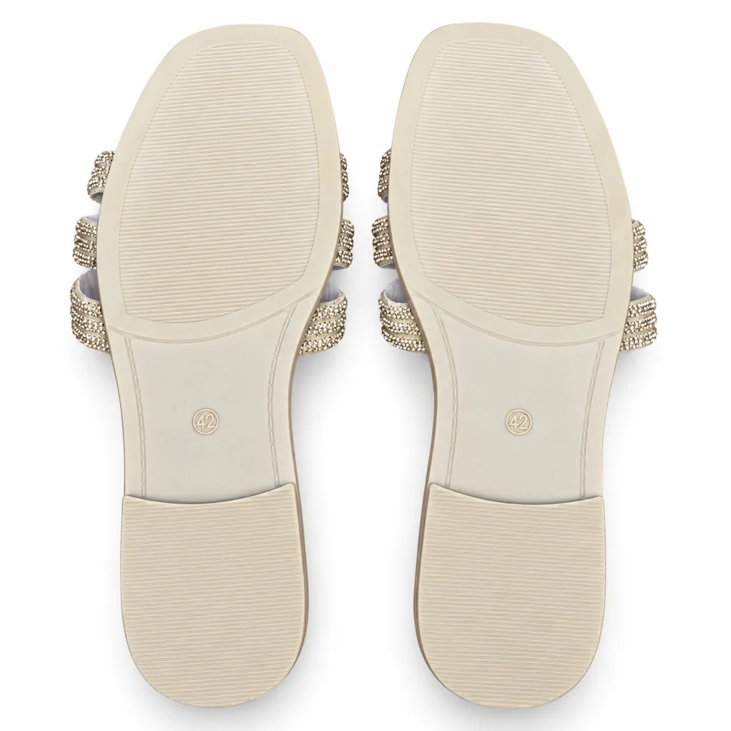 Sunburst Rhinestone Flat Slide Sandals