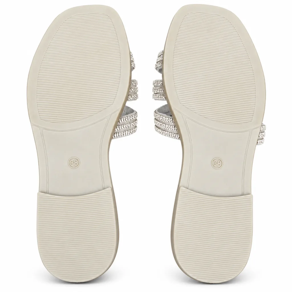 Sunburst Rhinestone Flat Slide Sandals