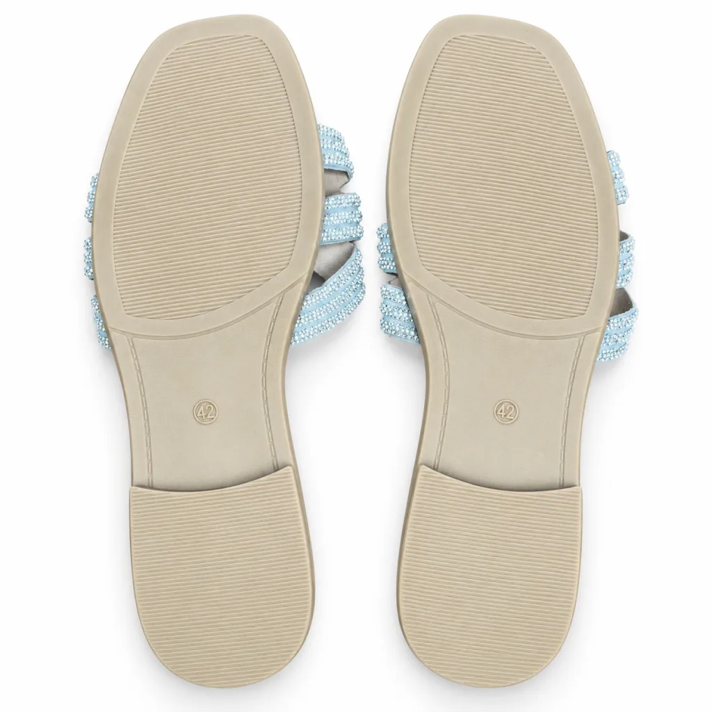 Sunburst Rhinestone Flat Slide Sandals