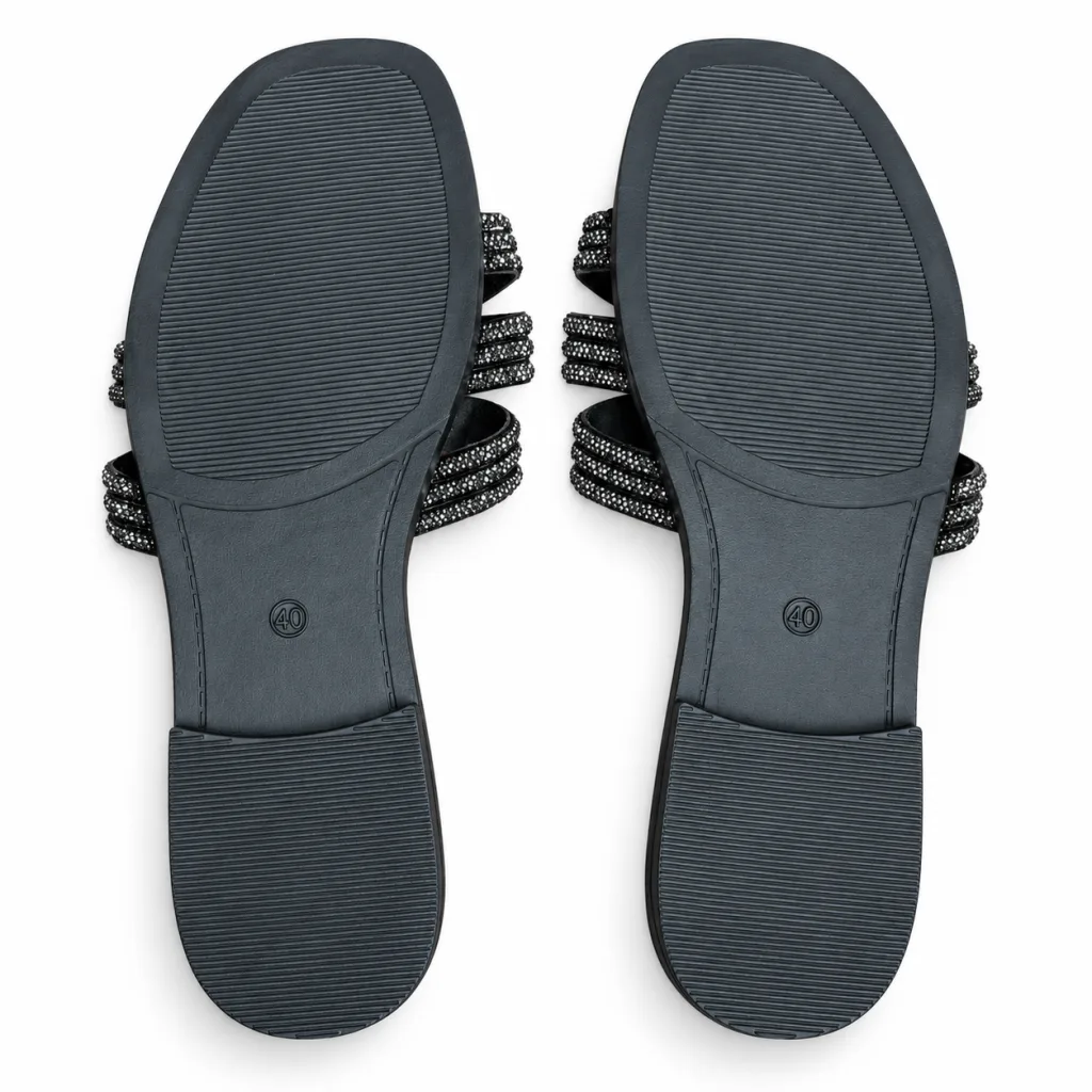 Sunburst Rhinestone Flat Slide Sandals