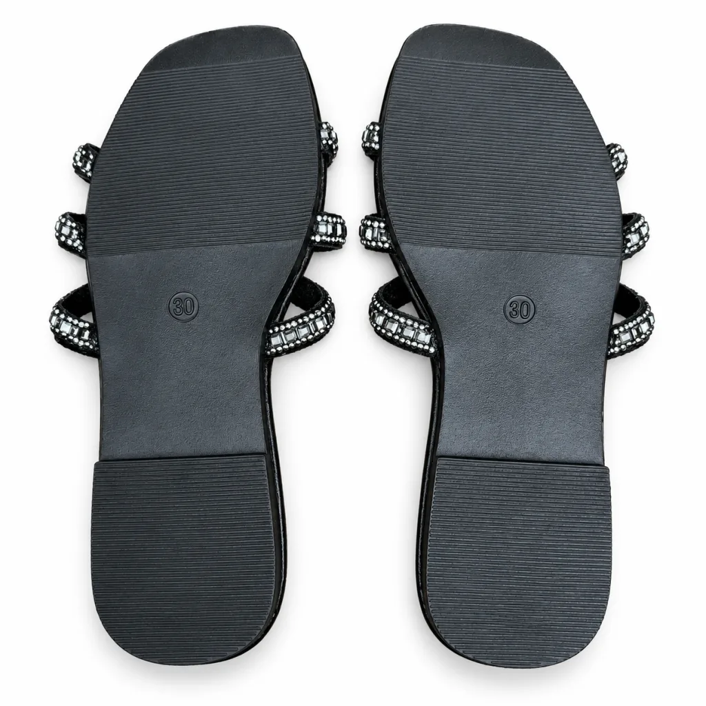 Flower-Ring Rhinestone Flat Slides