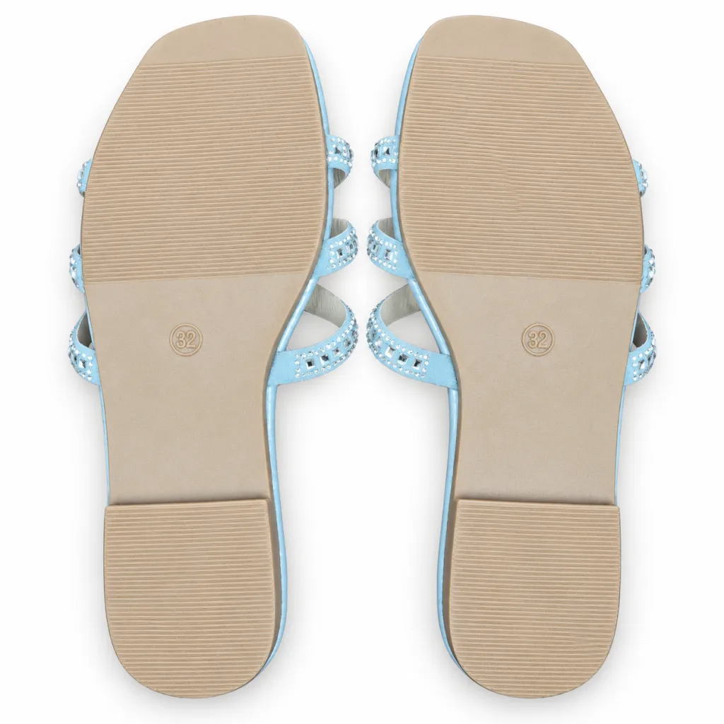 Flower-Ring Rhinestone Flat Slides