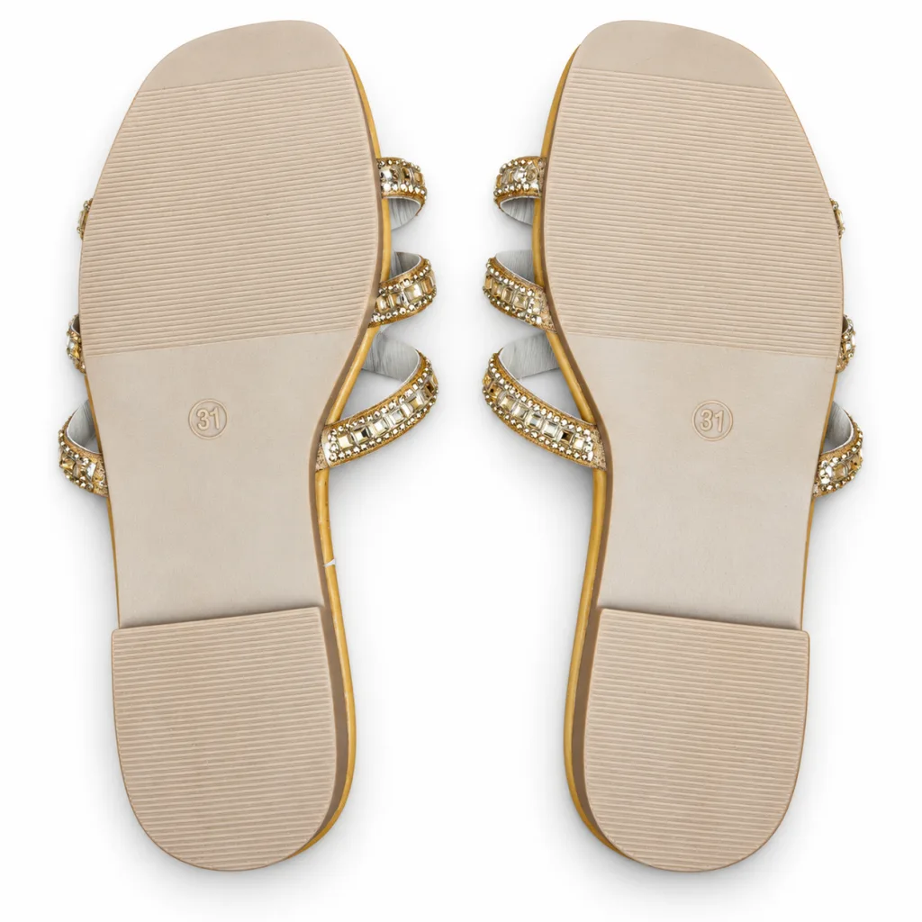 Flower-Ring Rhinestone Flat Slides