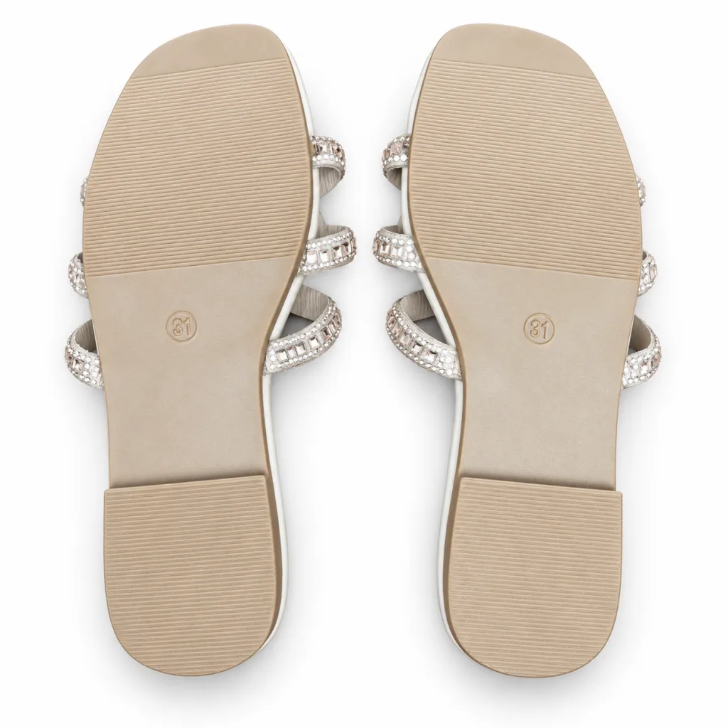 Flower-Ring Rhinestone Flat Slides