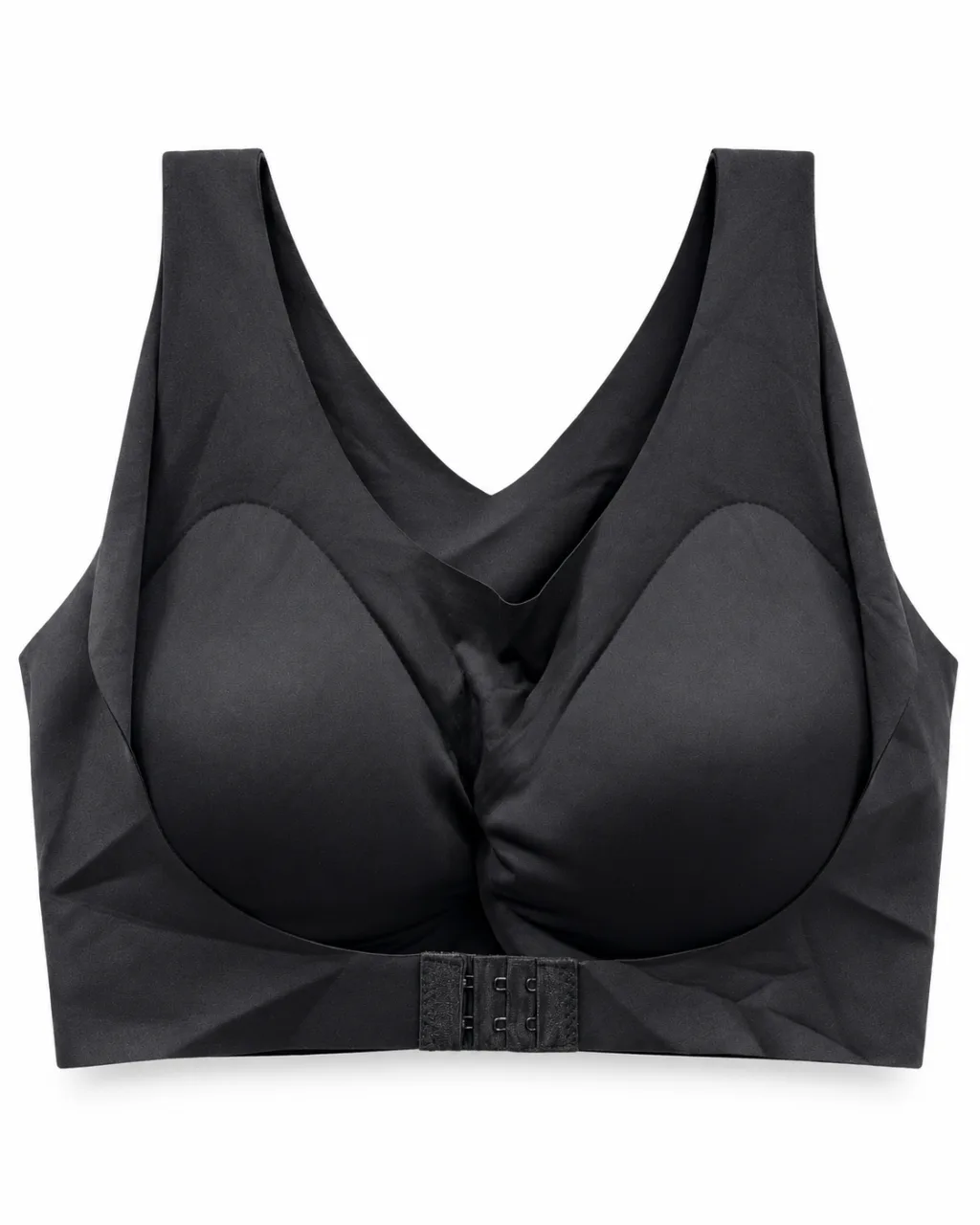 Padded Bra with Wide Straps and Hook-and-Eye Closure