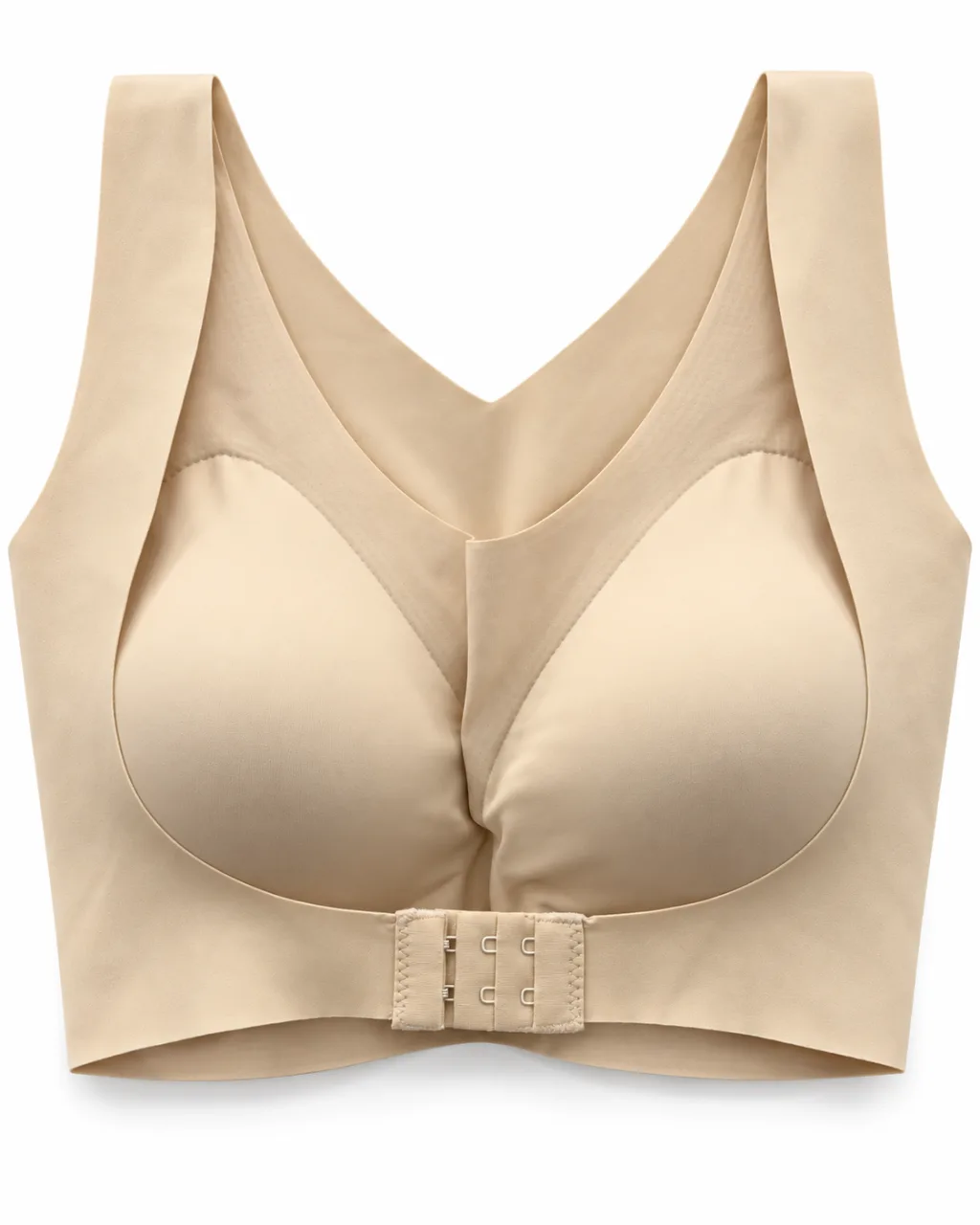 Padded Bra with Wide Straps and Hook-and-Eye Closure
