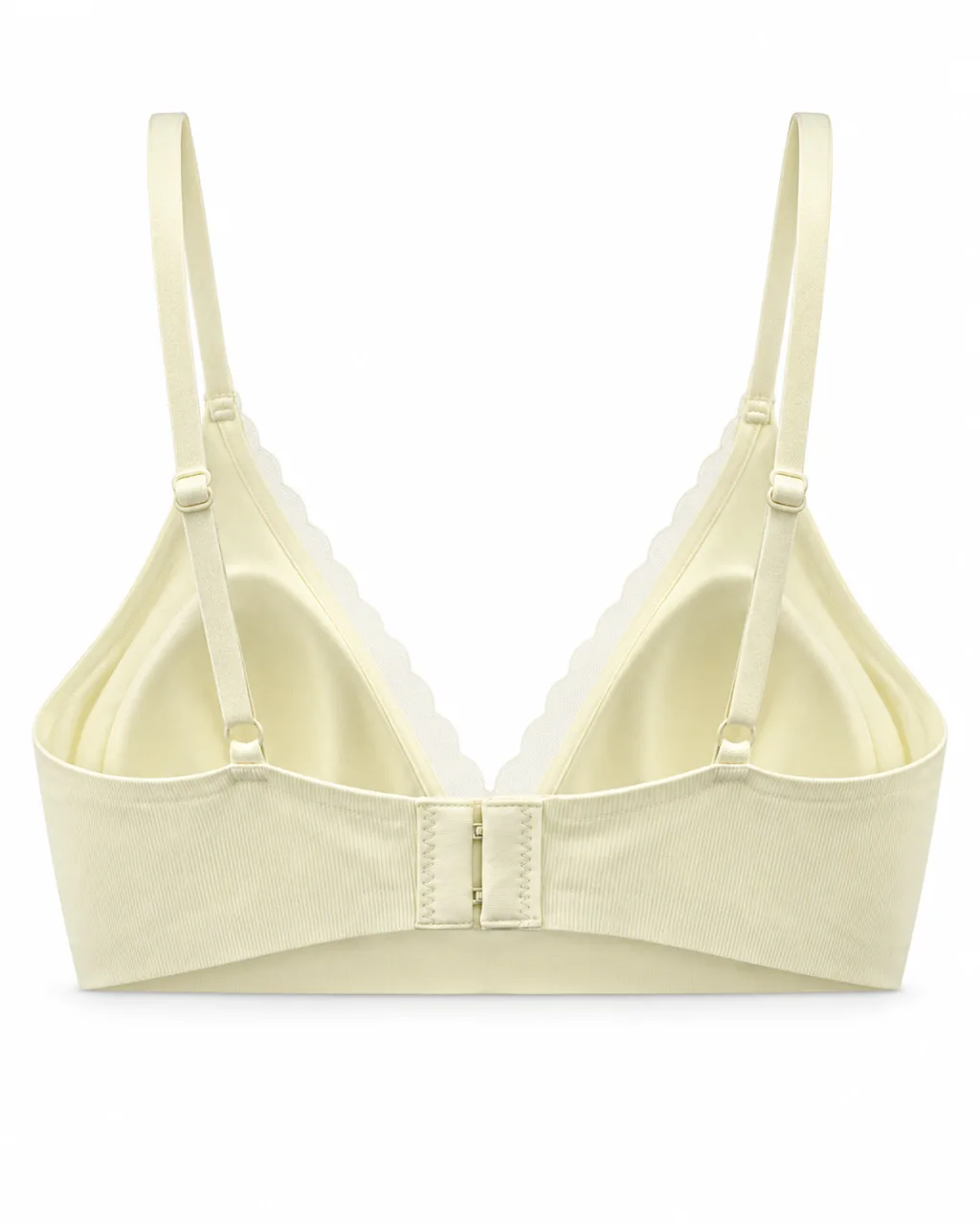 Ribbed Triangle Bra with Scalloped Mesh Trim