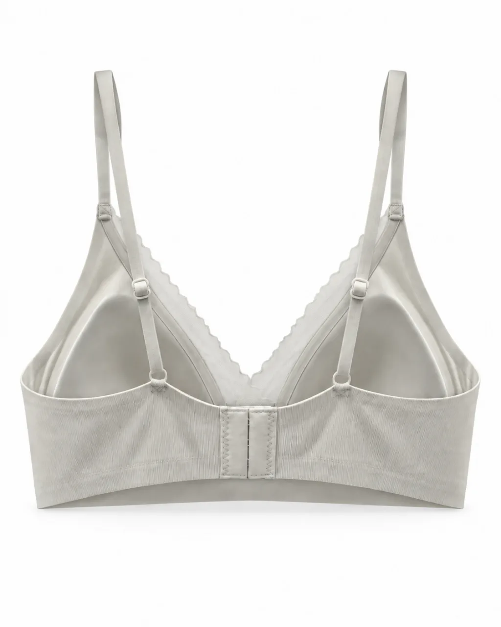 Ribbed Triangle Bra with Scalloped Mesh Trim