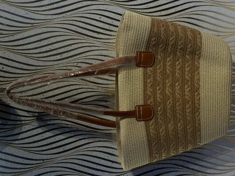 Striped Straw Beach Tote