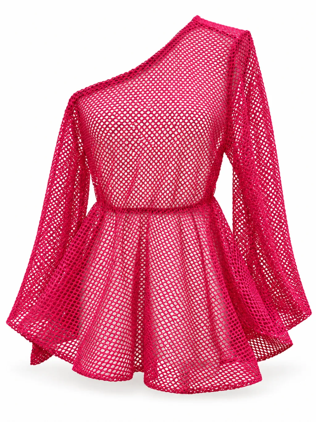 Off-Shoulder Mesh Peplum Top