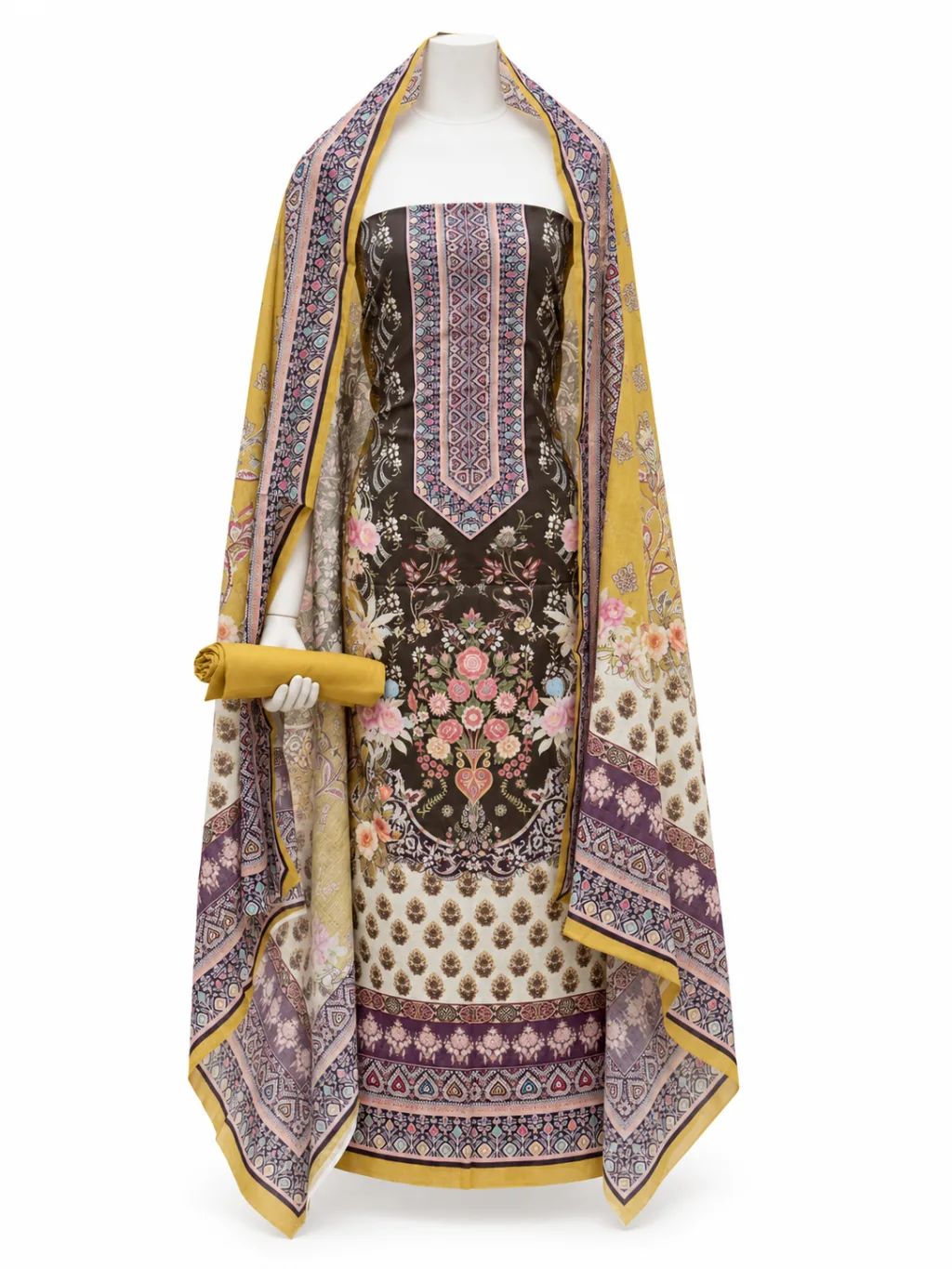 Zam Zam Brown Floral Panel Ethnic