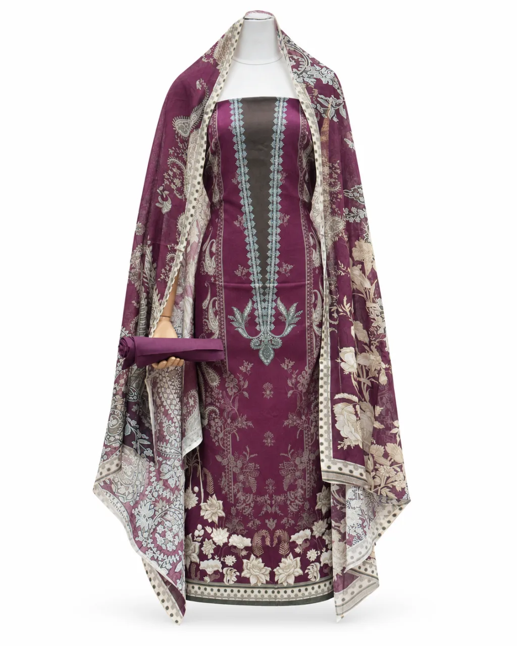 Zam Zam Plum Damask Floral Panel