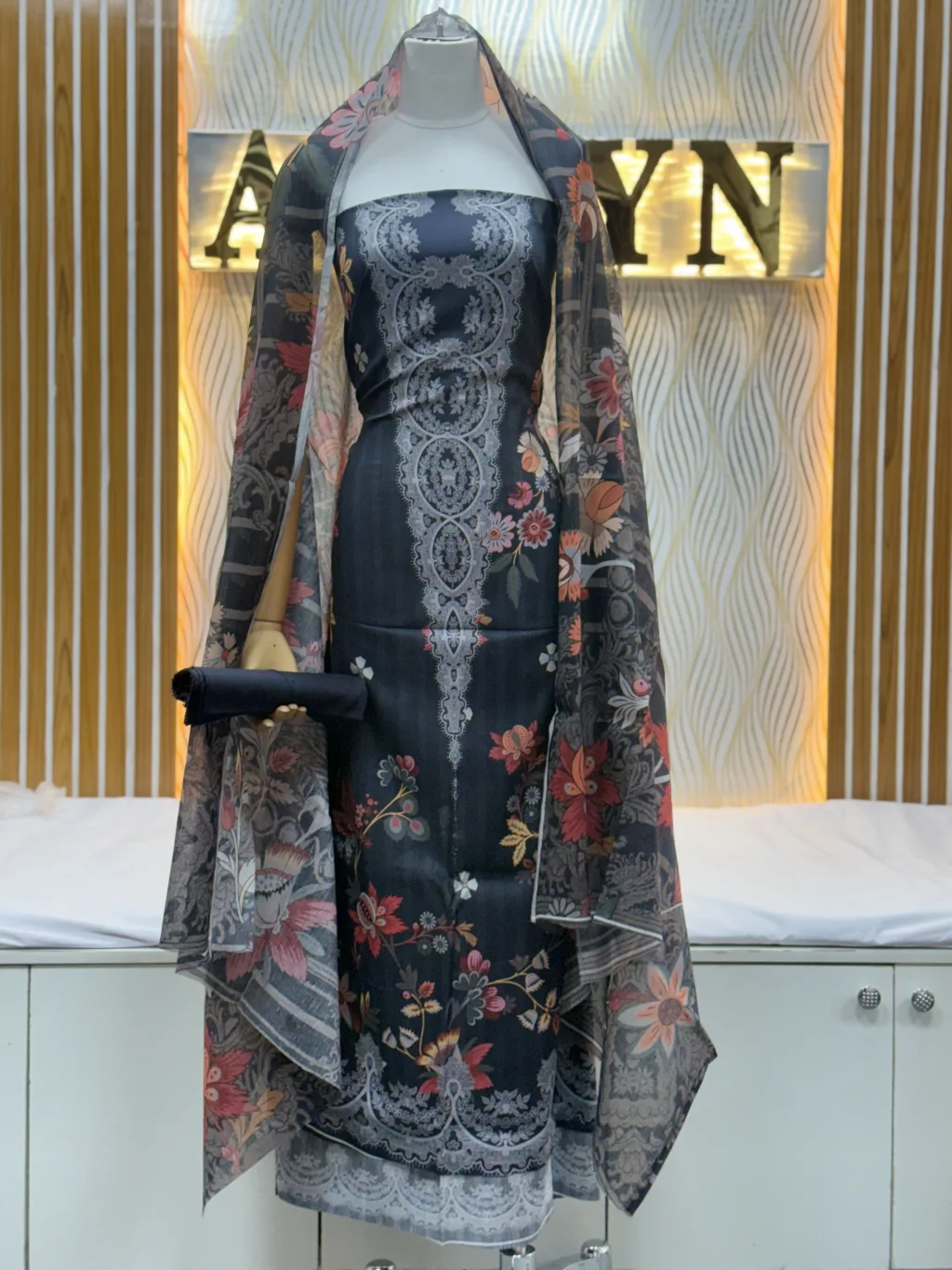 Zam Zam Dark Navy Floral Panel