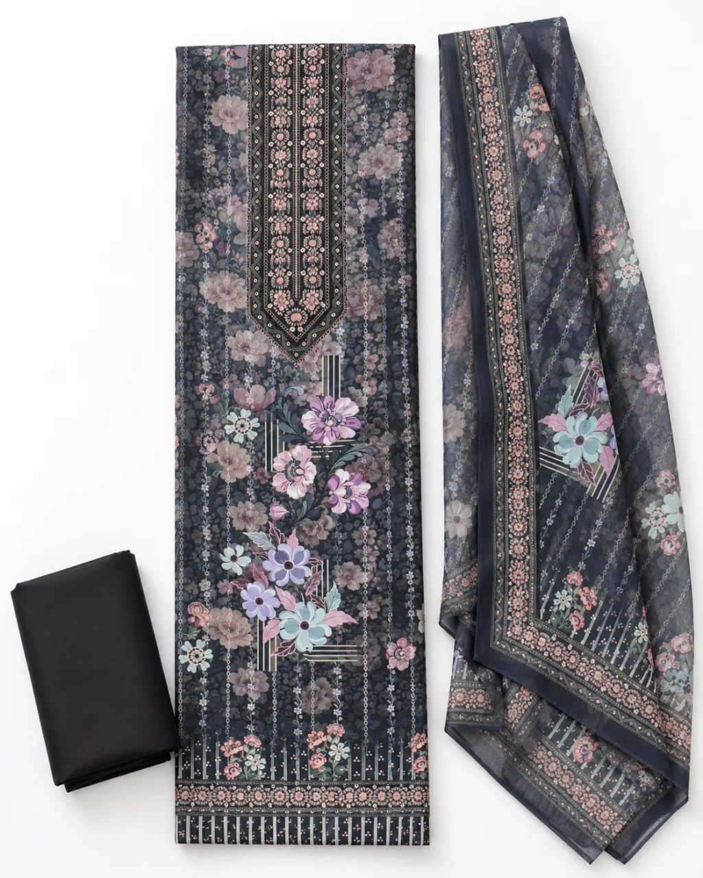 Zam Zam Dark Navy Floral Panel