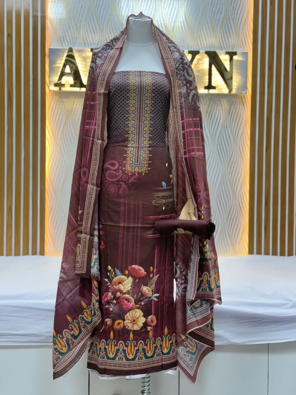 Zam Zam Maroon Pixel Floral