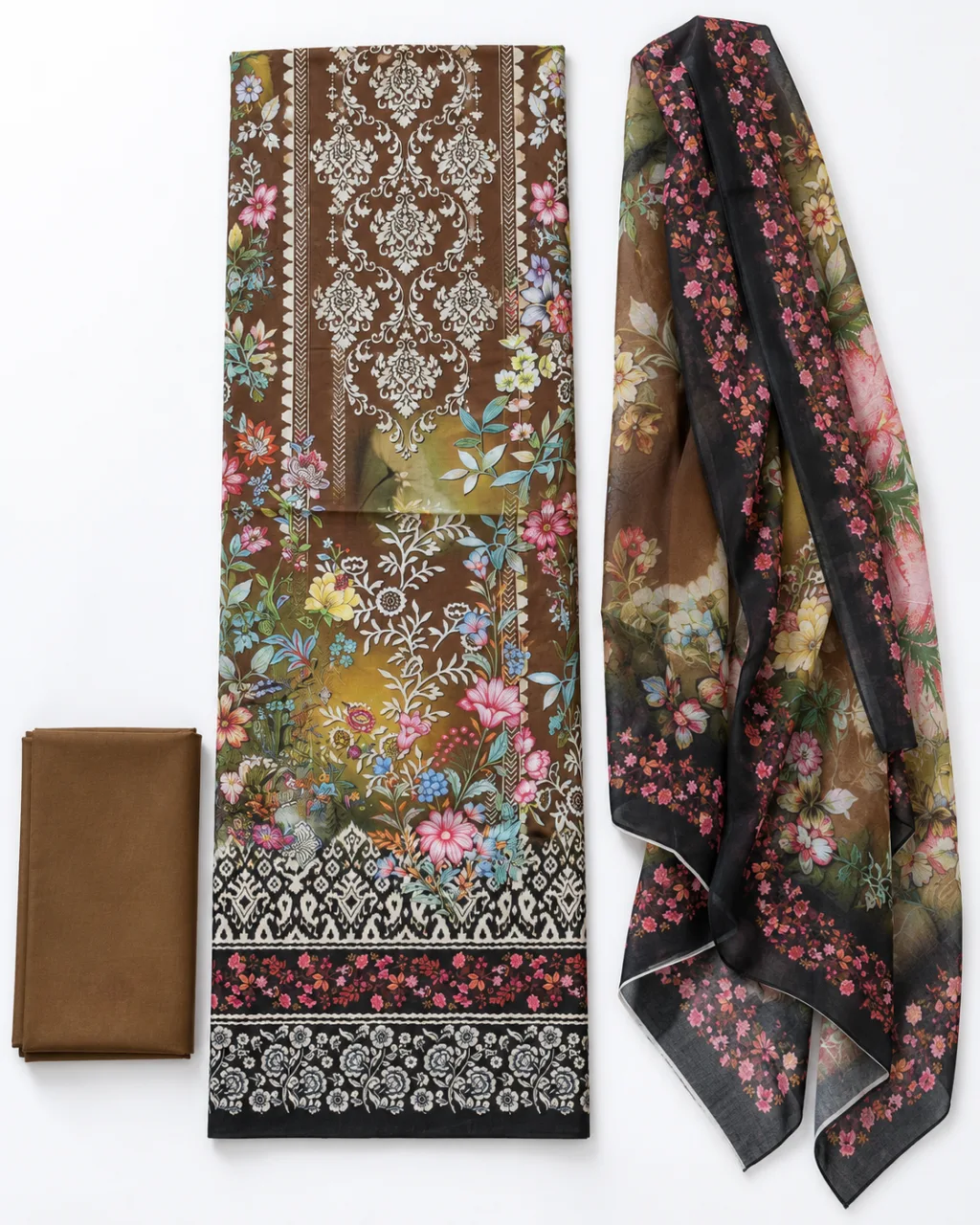 Zam Zam Damask Black Floral Dupatta