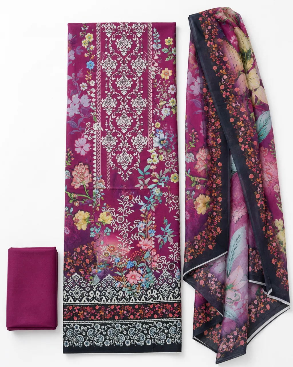 Zam Zam Damask Black Floral Dupatta