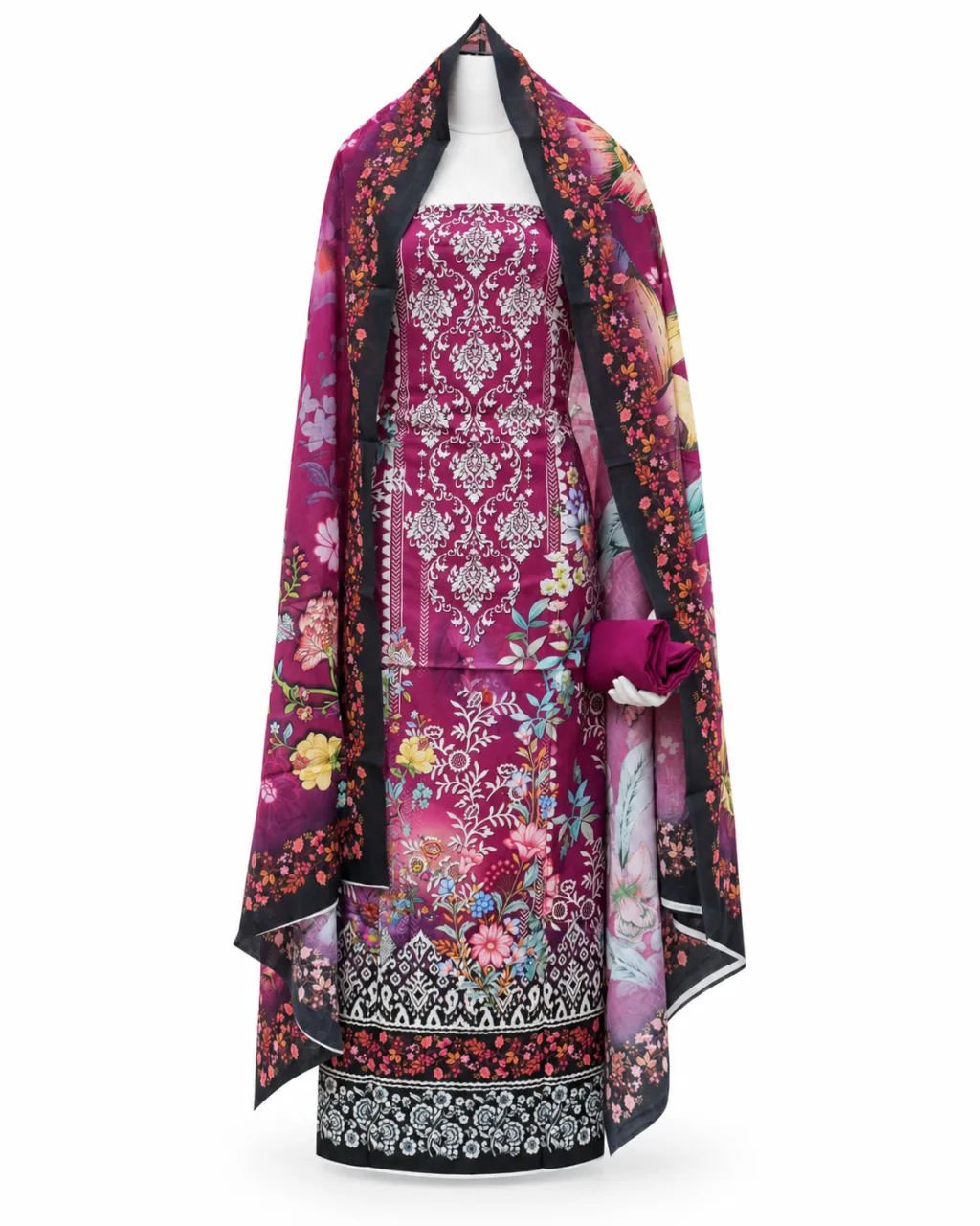 Zam Zam Damask Black Floral Dupatta