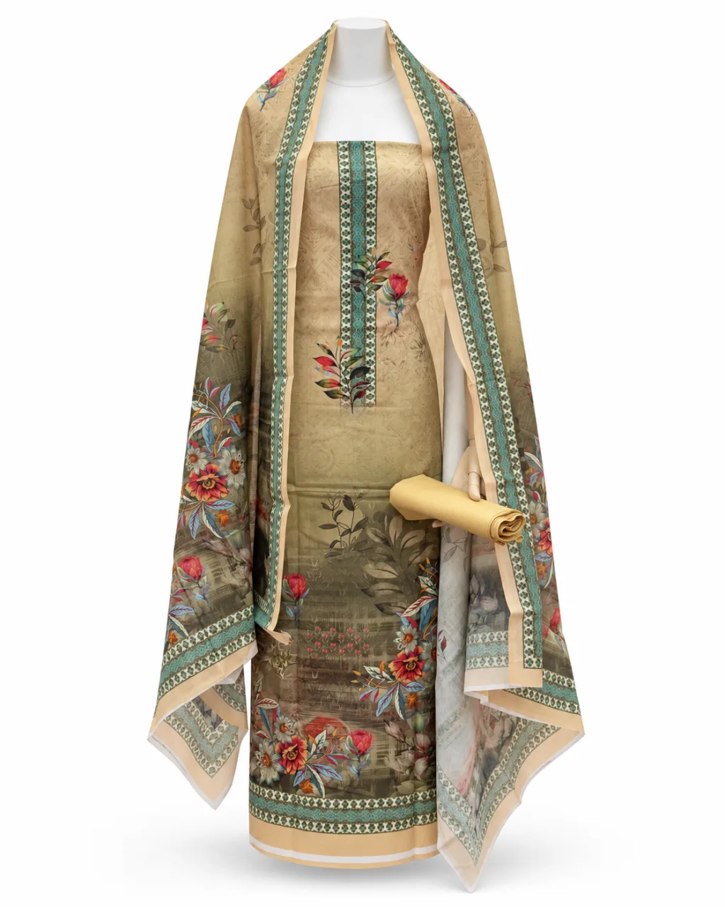 Zam Zam Olive Floral Beige