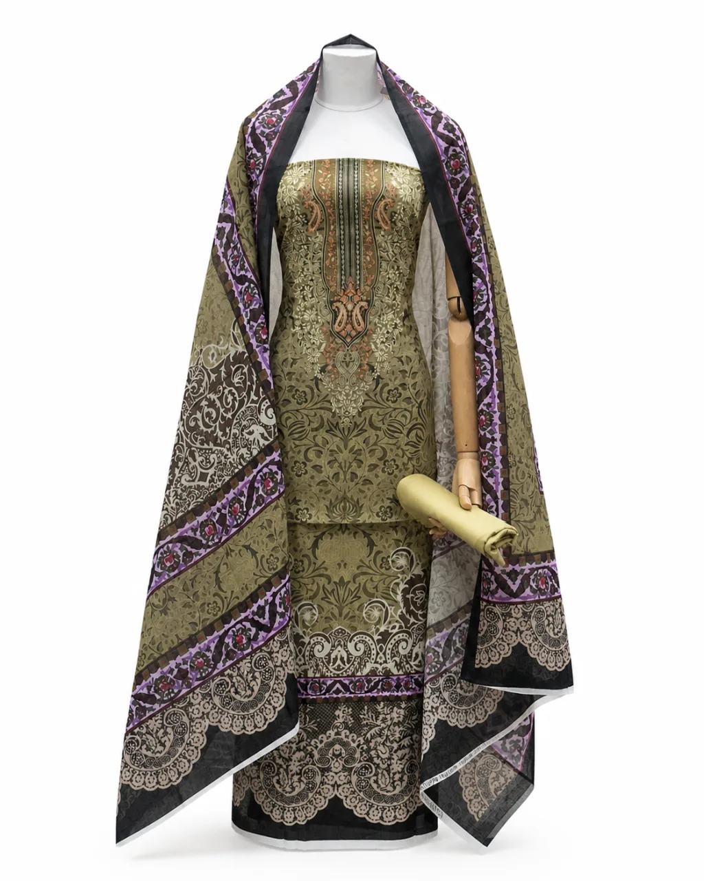 Zam Zam Olive Purple Paisley