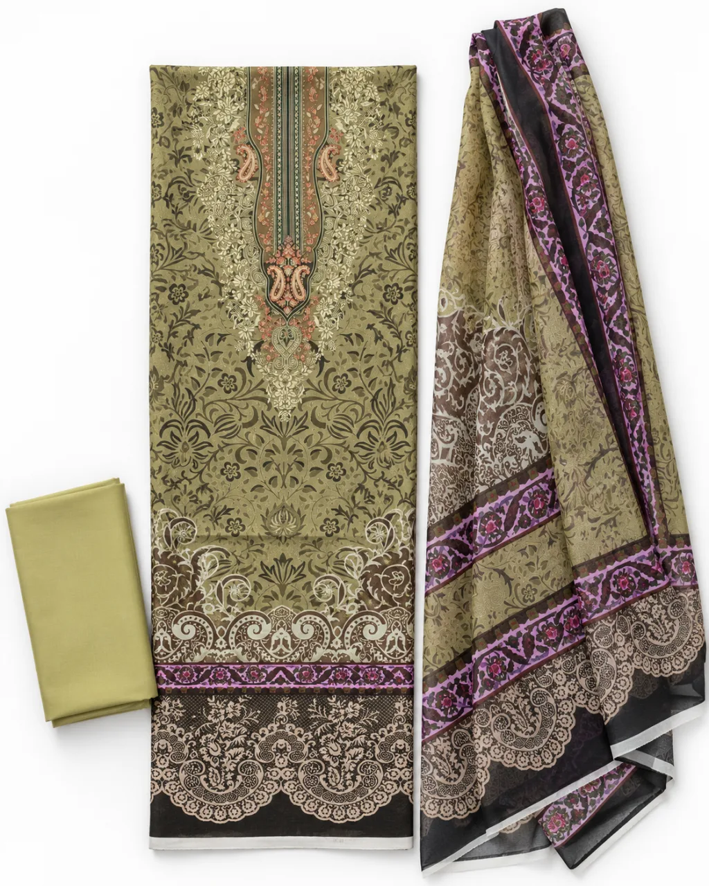 Zam Zam Olive Purple Paisley