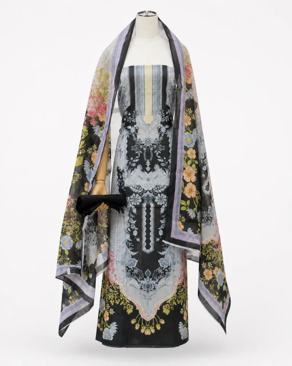 Zam Zam Floral Panel Striped Neck
